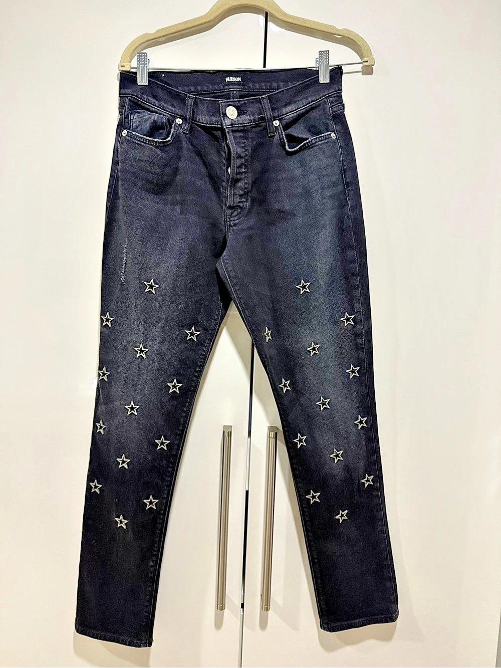 Hudson Star-Studded Cropped Skinny Jeans Waist 27